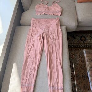 Pink scallop free people workout set